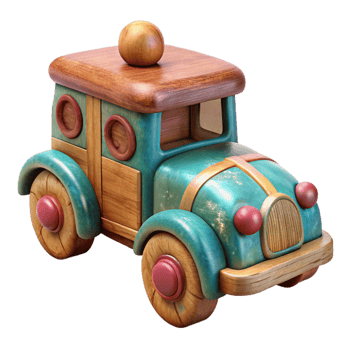 elegant artistic Vintage Wooden Toy Transparent Background with Painted Detail authentic png