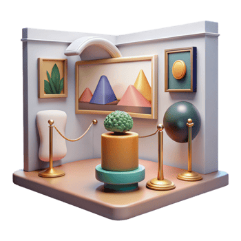 impressive traditional Virtual Art Gallery with Interactive Exhibits Cutout high resolution png