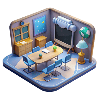 magnificent minimalist Virtual Classroom Environment Immersive Design Transparent Background high resolution png