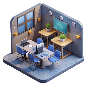 extraordinary classic Virtual Classroom Environment Immersive Design Transparent Background detailed png