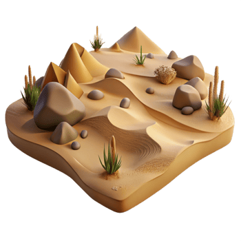 impressive contemporary Virtual Desert Landscape with Sand Dunes Isolated exclusive png