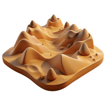 extraordinary vintage Virtual Desert Landscape with Sand Dunes Isolated high resolution png