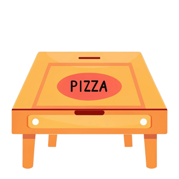 closed cardboard pizza box with vibrant design and cheerful vibe png