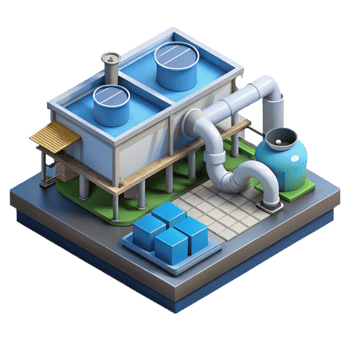 magnificent rustic Water Recycling Plant Isometric View Isolated Transparent Background original png