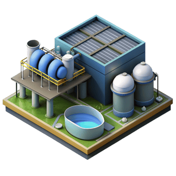 magnificent artistic Water Treatment Plant Aerial View Isolated Element detailed png