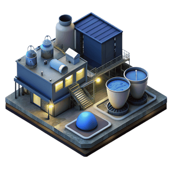 elegant creative Water Treatment Plant Aerial View Isolated Element detailed png