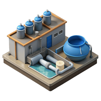 stunning rustic Water Treatment Plant Aerial View Isolated Element high resolution png
