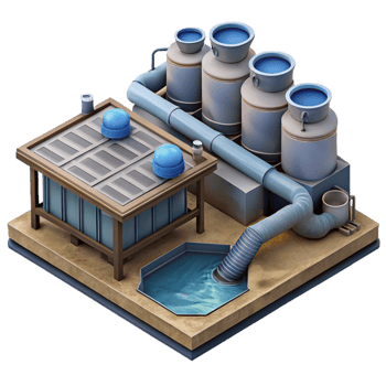 extraordinary creative Water Treatment Plant Aerial View Isolated Element high quality png