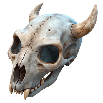 vibrant creative Weathered Animal Skull Transparent Background professional png