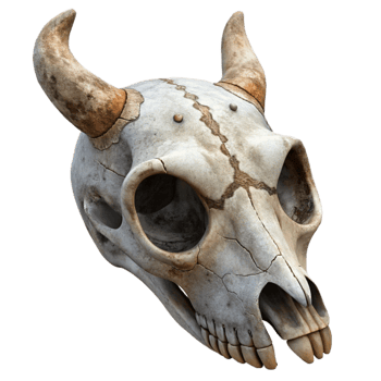 magnificent vintage Weathered Animal Skull Transparent Background high quality png