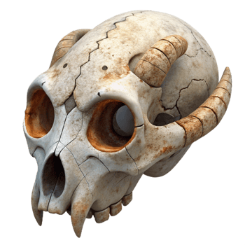 elegant traditional Weathered Animal Skull Transparent Background png