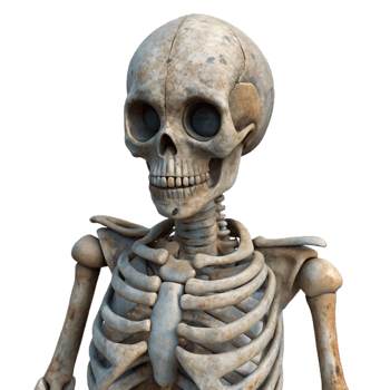 wonderful minimalist Weathered Human Skeleton Transparent Background professional png