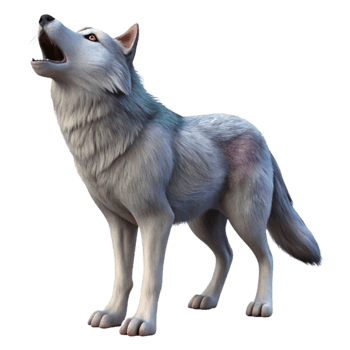 serene contemporary Wolf Howling Gray Fur Transparent Background original png
