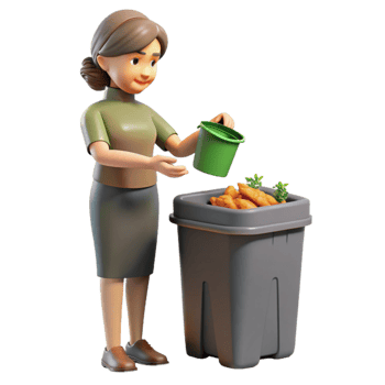 extraordinary modern Woman Composting Food Scraps Side View Cutout authentic png
