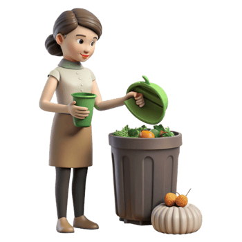 beautiful rustic Woman Composting Food Scraps Side View Cutout high quality png