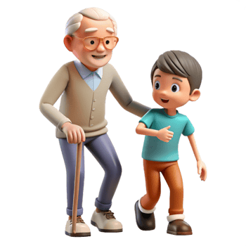 elegant contemporary Young Boy Helping Elderly Man Walk Cutout png