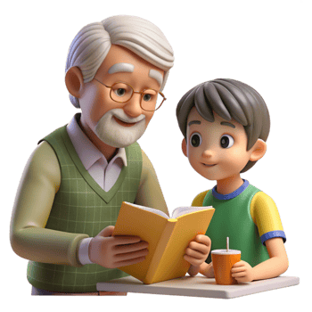 magnificent vintage Young Boy Learning From Grandfather Isolated exclusive png