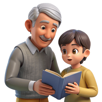 beautiful abstract Young Boy Learning From Grandfather Isolated premium png