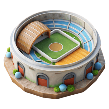 magnificent classic Zero Gravity Sports Arena Cutout with Playing Field original png