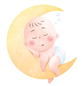 Baby Sleeping on Moon vector