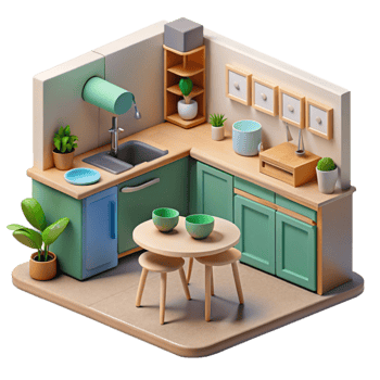 vibrant minimalist Zero Waste Kitchen Illustration Modern Style Transparent Background high quality png