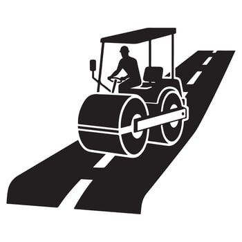 Road Roller Compactor Construction Vehicle Smoothing Asphalt Surface Illustration vector