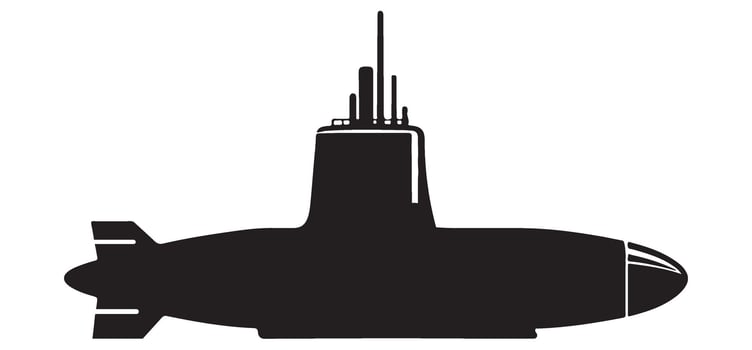 Detailed Submarine Silhouette Graphic A Naval Technology Illustration vector