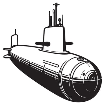 Detailed Submarine Illustration Naval Vessel for Deep Sea Exploration vector