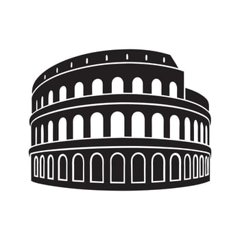 Colosseum silhouette ancient Roman amphitheater Italy landmark design vector