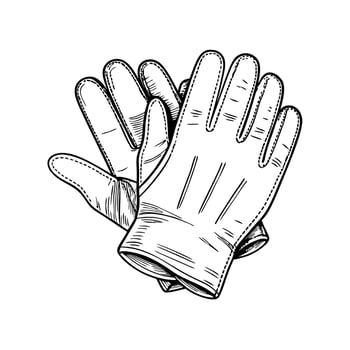 Vintage line art of work gloves illustrative design highlighting safety and durability vector