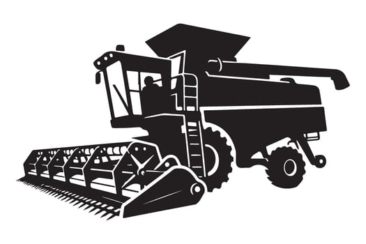 Agricultural Combine Harvester Silhouette Farm Equipment Illustration vector