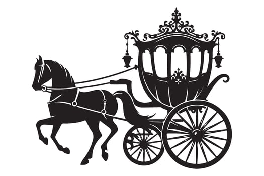 Elegant Horse and Carriage Silhouette Illustration for Weddings and Events vector