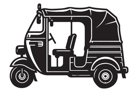 Classic Tuk Tuk Silhouette Illustration Traditional Asian Vehicle vector
