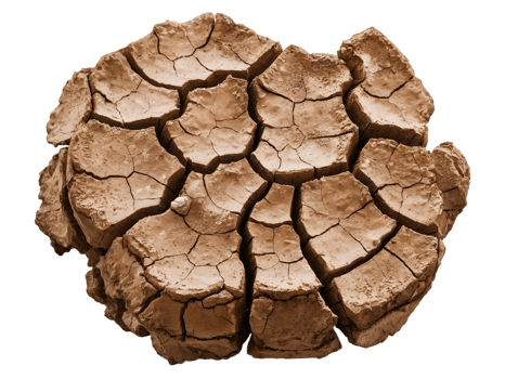 Close-up of cracked earth showing drought impact png