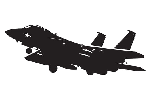 Fighter Jet Silhouette Military Aircraft Warplane Illustration Design vector