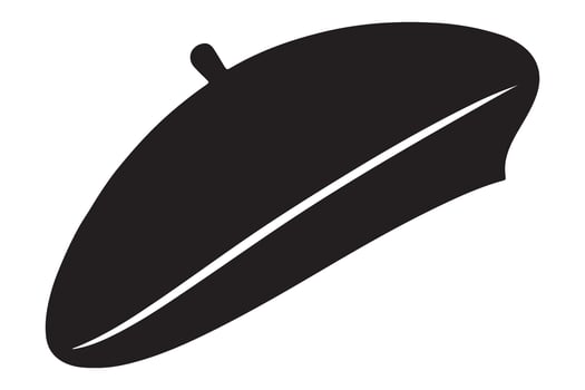 Black beret hat silhouette illustration icon design template vector