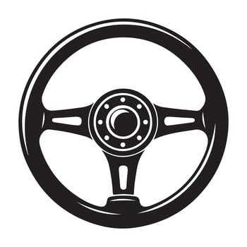 Detailed Steering Wheel Silhouette for Automotive Themed Designs vector