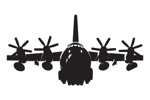 Silhouette Military Transport Aircraft Lockheed C 130 Hercules Airplane vector