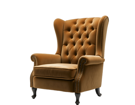 Classic brown leather armchair isolated on transparent background png