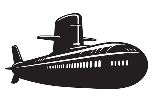 Submarine Silhouette Illustration for Nautical and Military Theme vector