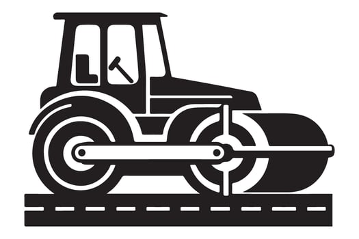 Road Roller Silhouette Construction Equipment Art Illustration vector