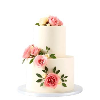 Wedding Cake with Flowers Isolated on Transparent Background png