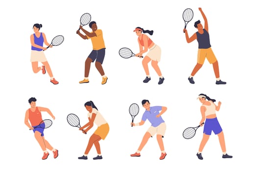 Set illustration of tennis player concept vector
