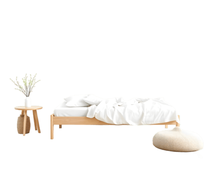 Realistic 3d Detailed White Bedroom Isolated on Transparent Background png