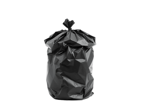 Black crumpled paper bag isolated on transparent background png