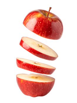 Sliced Red Apple Falling Image png