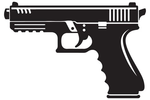 Realistic Silhouette of a Pistol Illustration Design Template vector