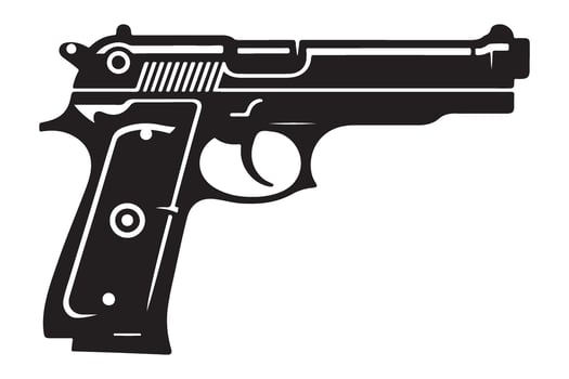 Classic Semi-Automatic Handgun Silhouette Illustration for Design and Security vector