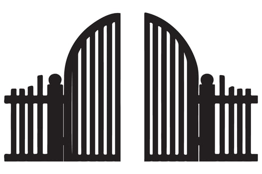 Rustic Garden Gate Silhouette an Open Entrance to Tranquility vector