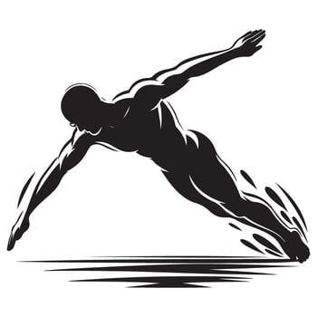 Dynamic Silhouette Swimmer Diving for Athletic Performance vector